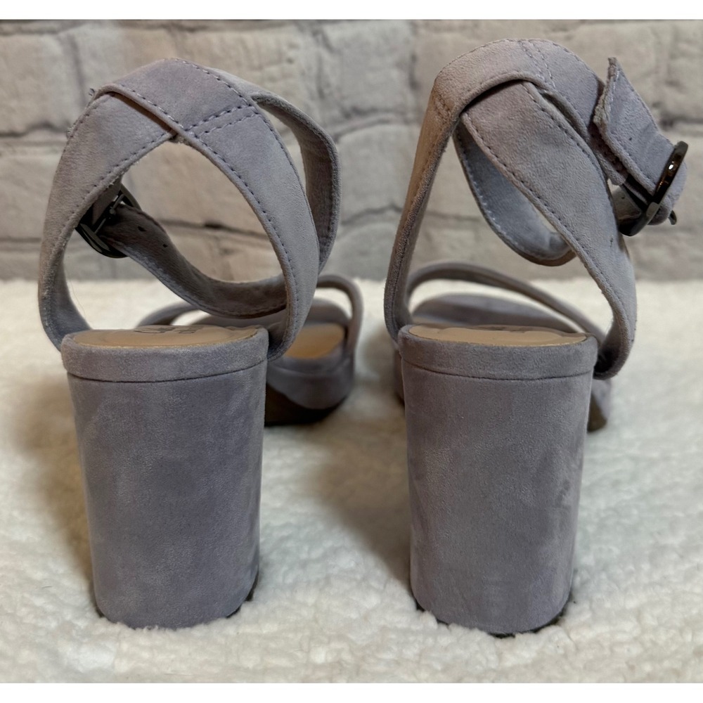 Clarks Ambyrlyn Bay Blue Grey Suede Block Heel Ankle Strap Sandals Mens 7M - Picture 5 of 9